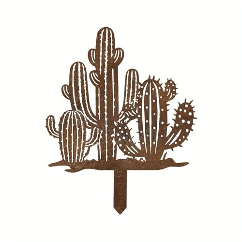 WPCJREU Vintage Rusty Cactus Garden Stake, Metal Outdoor Decor with