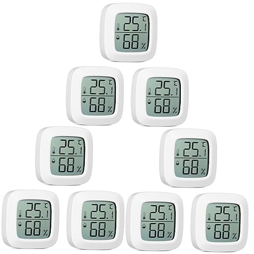 BESPORTBLE 9 pcs Pack Hygrometer Number car Outdoors Room Temperature Monitor Indoor Thermometer Outdoor Thermometer for Room Temperature Celsius Big Numbers White
