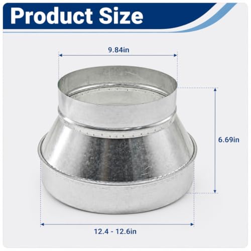12" to 10" Air Duct Reducer, Air Conditioner Fittings Galvanized Steel by Navellon - Used condition - Image 2