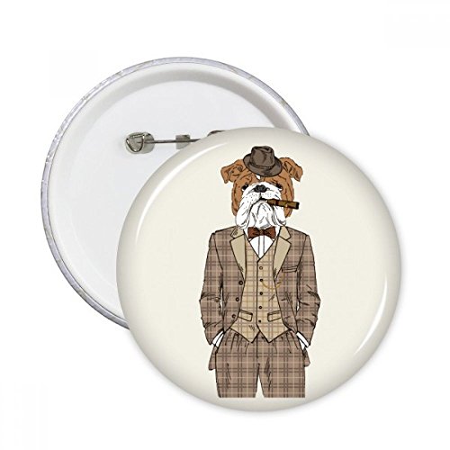 Badge chien aquarelle M : broche ronde multicolore pour décoration de vêtements