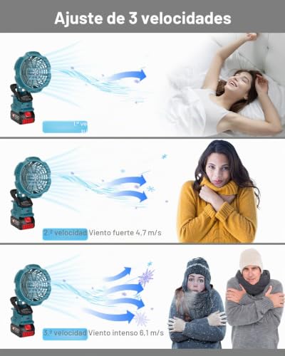 Miniatura 4 de Ventilador Portátil Con Pinza Para Batería Bosch 18v ,Ventilador A Batería Para Cochecito Con 3 Velocidades De Bajo Consumo Sólo Herramienta