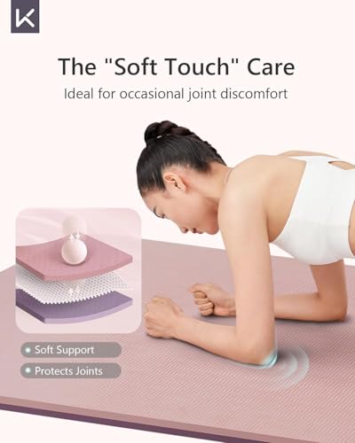 KEEP Yoga Mat 7mm Thick Non Slip - Extra Cushion TPE Exercise Mat for Home Workout & Pilates, Eco Friendly Knee Protection, 72\"x24\" Large Fitness Mat with Carrying Strap,pink