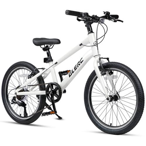 Glerc 20 Inch Kids Bike 7-Speed Kids Bicycle for Boys & Girls Ages 6-12 Mesa Children Bike with Dual Brakes and Kickstand White