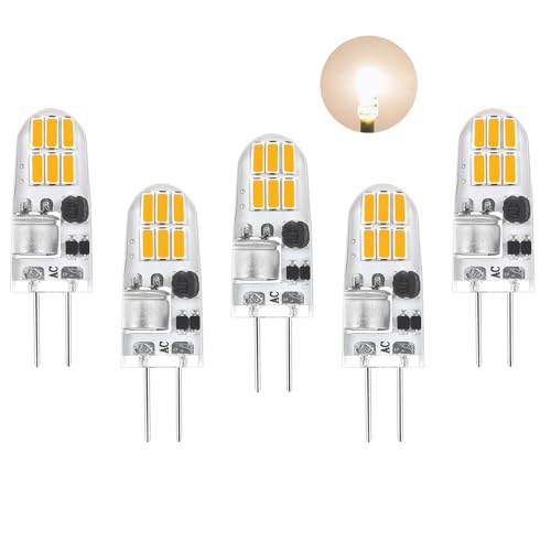I-SHUNFA Bombillas LED G4, 12V AC/DC blanco natural 4000K, 160LM, sin parpadeo, 1.5W reemplaza 15W halógenas, pequeñas LED pin base, 5 pack