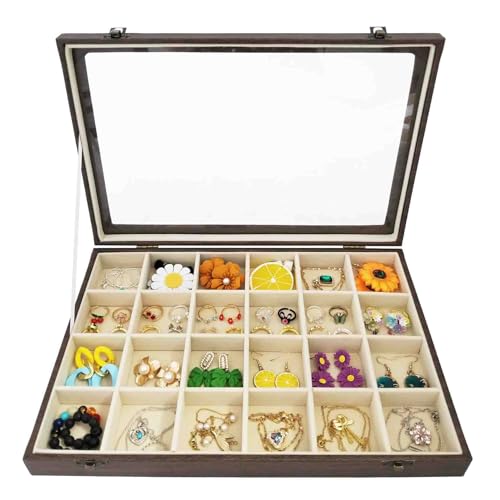 Boîte à bijoux en cuir avec 24 compartiments pour boucles d'oreilles - 2