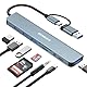 DEMKICO 8 in 1 USB-Hub, USB C Adapter mit 4 USB-Anschlüssen, SD/TF-Kartenleser, 3,5 mm Audio, USB-C-Datenanschluss, kompatibel mit MacBook Pro/Air/XPS/Tablet/Smartphones und mehr (Grau)