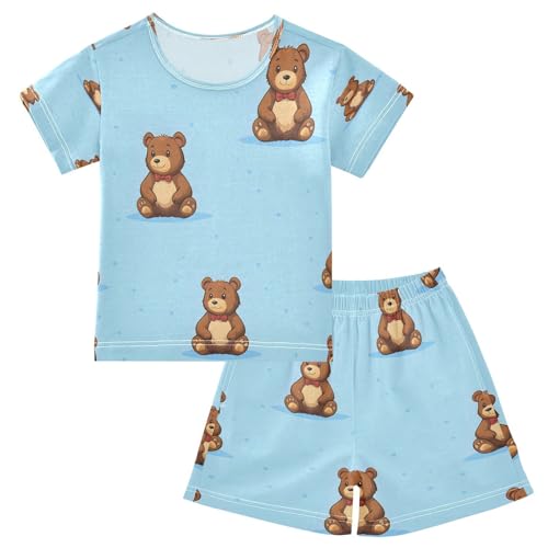 senya Short Sleeve Pajamas Sets Summer Cotton Sleepwear Cute Bear