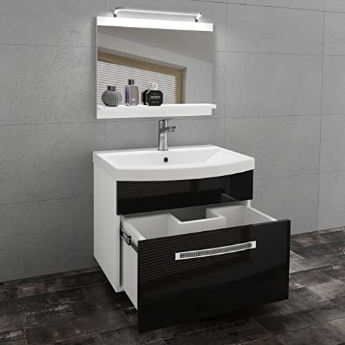 B BELINI GROUP Meuble Salle de Bain GLA P 1 lavabo, Noir très Brillant – vue 3