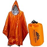 Modern Need Rain Ponchos for Adults Reusable | Survival Clothing Waterproof Rain Coat for Men Women | Thermal Emergency Poncho with Hood | Packable Blanket Jacket for Outdoor, Camping