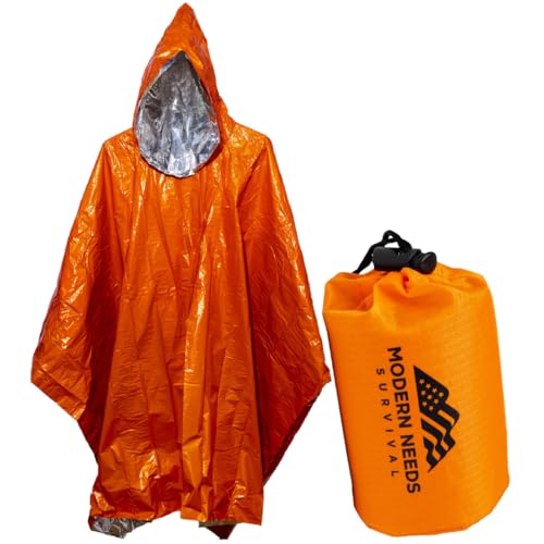 Modern Needs - Chaqueta de dormir de emergencia | Poncho de lluvia plegable para adultos | Equipo de supervivencia y esencial para acampar | Chaqueta de manta aislada para hombres y mujeres | Cierre