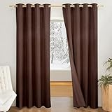 Amazon Brand - Solimo Polyester 100% Blackout Plain Window Curtains|100% Room Darkening| 5 Feet |Set of 2| Plain Design | for Living Room Kids Room and Bedroom | Color- Brown Dark
