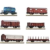Wagenset mit sechs Güterwagen der Deutschen Bundesbahn