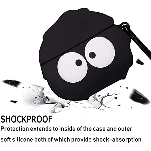 Image of Prolet Compatible with Airpods Pro Case Cover, Soft Silicone Cartoon Character Cover with Key-Chain, 360 Airpods Pro Protective Case Cover-Black Funny