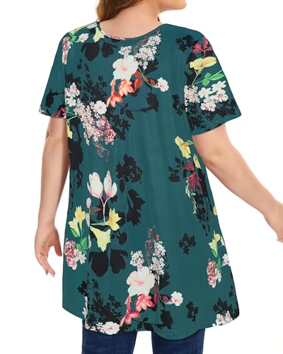 Image of JOELLYUS Plus Size Tops for Women Tunic Floral Casual Short Sleeves T Shirts Flowy Blouses 2026