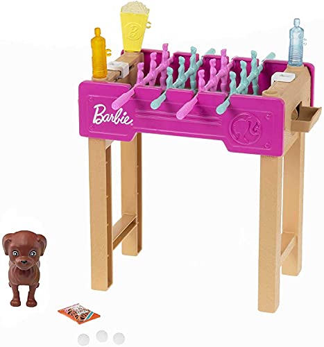 Barbie Set de Juego con futbolín, Perrito y Accesorios de Juguete para...
