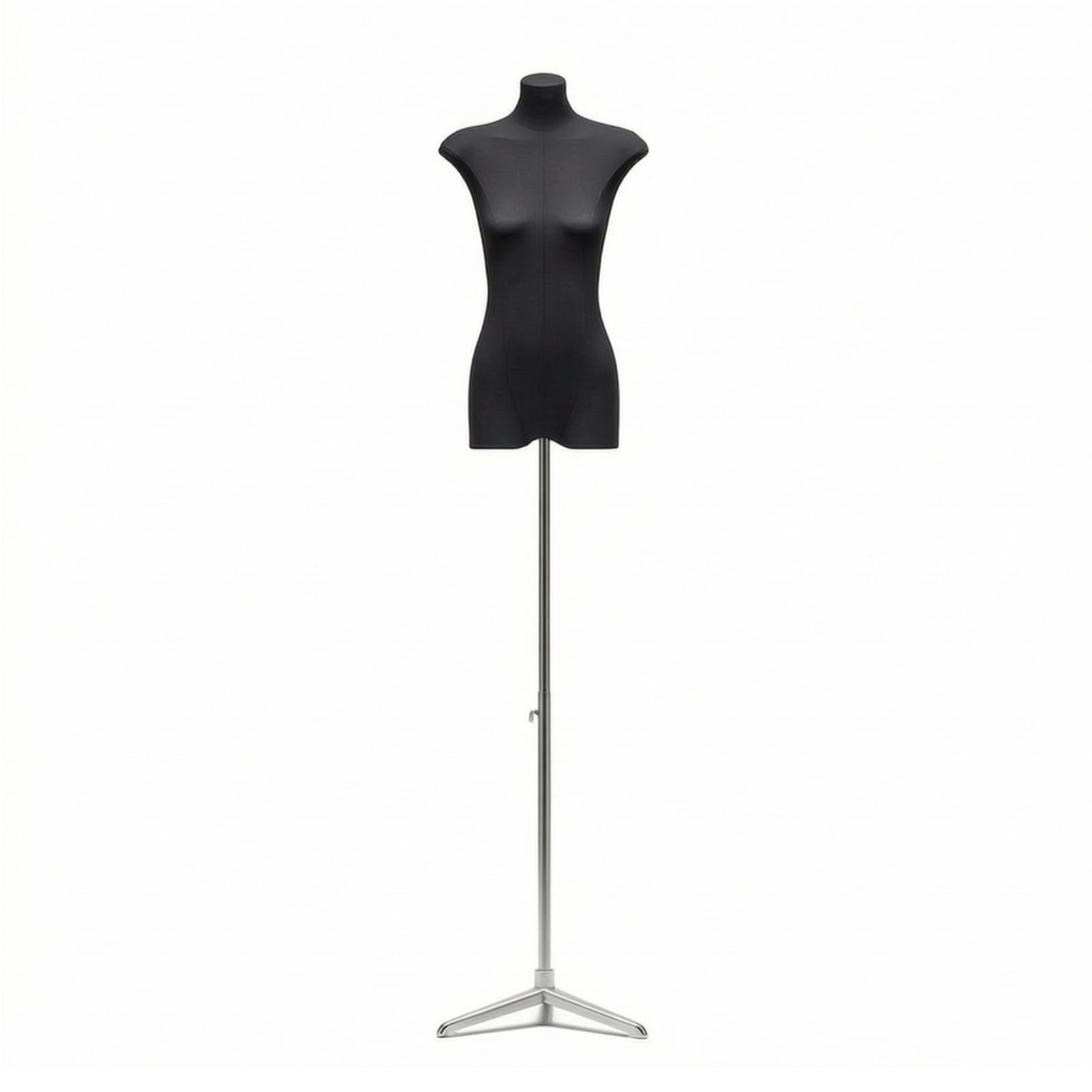 rockible Busto da Sartoria con Supporto Regolabile in Altezza Robusto Busto da Donna con Piedistallo Professionale Manichino , Argento , Base A Triangolo Grande, Asta Telescopica 1,2 Metri, Senza Mani