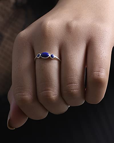 Solid 925 Sterling Silver Lapis Lazuli Ring for Women Blue Stone Promise Ring Jewelry for Mother’s Day Gift2