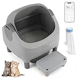 Smart Litter Box Designed for Multi-cat households, Featuring Powerful Odor Control, Ultra-Quiet self-Cleaning, and a Dedicated Smart app.