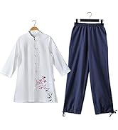KSUA Womens Traditional Chinese Clothing Tai Chi Uniform Chinese Kung Fu Clothing with Three Quar...