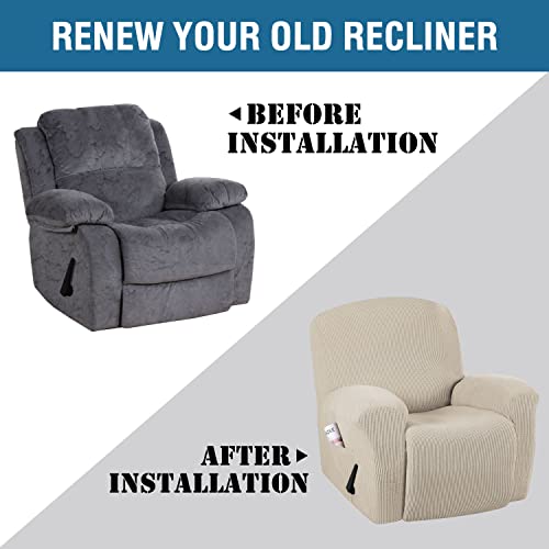 H.versailtex Super Stretch Recliner Cover Recliner Couch Covers Recliner Chair Cover Form Fitted Non Slip Reclining Slipcovers For Standard Large Recliner, Soft Thick (Island Fossi - 1 Pack) #TOP2