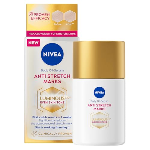 NIVEA Luminous 630 Body Oil Serum Anti Stretch Marks (100ml), Skincare Serum with Luminous 630 Visibly Reduces Stretch Marks in 2 weeks, Starts Working From Day 1, with Thiamidol