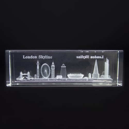 SAJAK 3D London Skyline Crystal Glass Ornament, Laser Engraved Quartz Collectible Gift for Home Decor Office, Wedding - Image 3