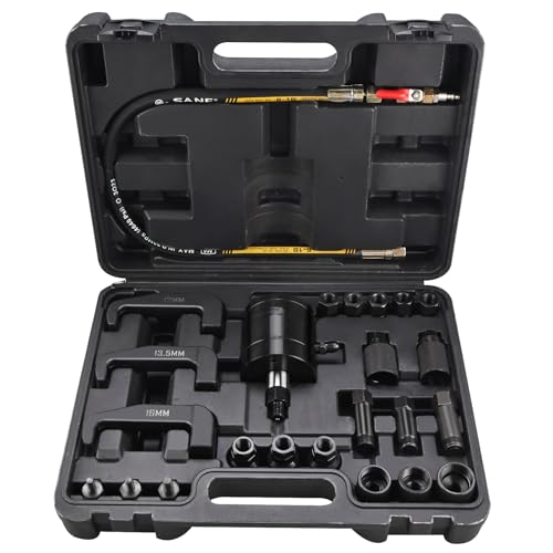 FreeTec Extractor de inyectores neumáticos, 24 piezas, extractor de aire comprimido, extractor de inyectores diésel con 19 adaptadores y 3 herramientas de extensión