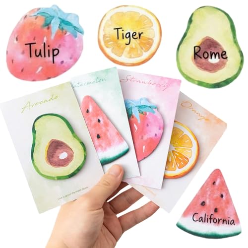 Image of FunBlast Fruit Design Sticky Notes, 4 Sheets - 120 Sticky Notes | Sticky Pad for Study, Point It Marker Stationery Items, Self-Adhesive Memo Pad, Planners and Memo Sticker