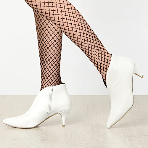 Allegra K Allegra K Women's Cutout Pointy Toe Stiletto Heels Boots White Ankle Booties - 9.5 M US