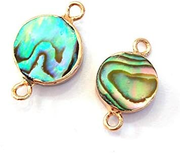 LE SKY 8 Pcs Natural Abalone Connectors Round Shape Shell Pendant Charms for Jewelry Making Necklace DIY Gift - Image 2