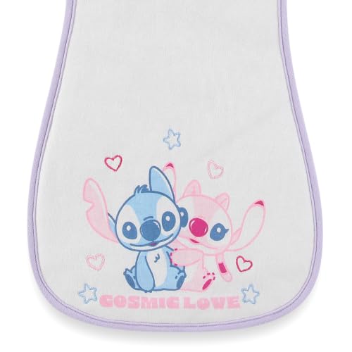 Image of Disney Baby Stitch Angel Burp Cloths 3 Pack 20 inch x 10 inch Burping Rags Infants
