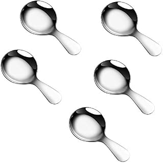 5 Pcs Short Handle Spoons Sugar Condiments Spoons Salt Condiments Dessert Spoon Tea Coffee Spoons Ice Cream Spoon