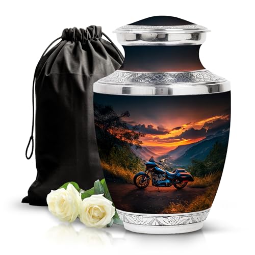 Image of Bike Urn for Ashes Cremation Urn Human Ashes 10 Inch Large | Cremation Urn Human Ashes, Memorial for Mom & Dad, Large Urns for Adult Human