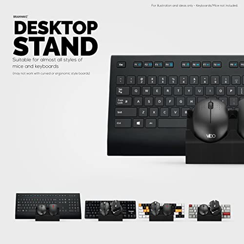 Image of Brainwavz Desktop Keyboard & Dual PC Mouse Stand Holder, Suitable for Small Or Large Keyboards, Gaming & Office Mice - Organize Your Work Or Game Space and Keep it Clutter-Free (DK03)