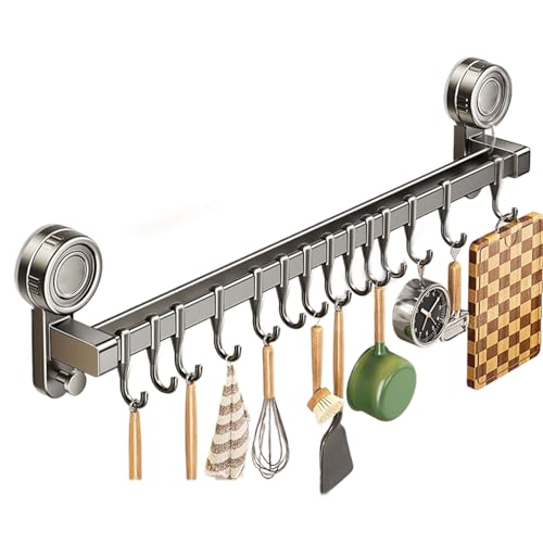 Percha de cocina, ganchos para utensilios de cocina, organizador con ventosa, resistente, soporte sin taladro, extraíble para baño, armario, frigorífico