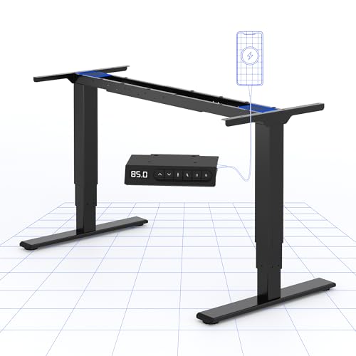 FLEXISPOT EC4 Scrivania Regolabile in Altezza con 2 Motori Potenti, Telaio a 3 Livelli, Scrivania Standing Desk Elettrica con Tastiera Intelligente, Capacità di Carico 120 kg.