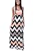 Newfits Womens Striped Zig Zag Scoop Neck Chevron Print Tank Maxi Long Dress (S, Pink)