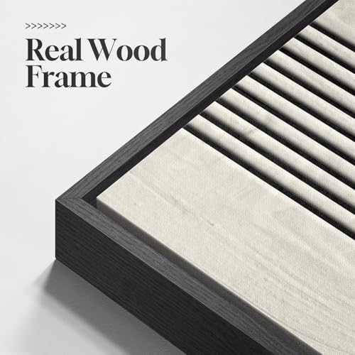 Framed Boho Wall Art for Living Room, Large 3 Piece Neutral Geometric Black and Beige Abstract Pictures Wall Art Decor, Farmhouse Vintage Artwork Home Decor for Hallway Office Guest Room 24x36 Inch