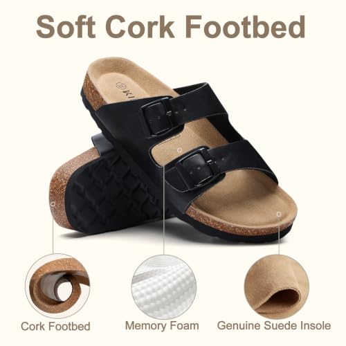 Image of KIDMI Women's Cork Footbed Casual Summer Sandals with Mild Arch Support