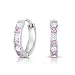 Sterling Silver Huggie Hoop Earring Channel Set with Alternating White and Pink Cubic Zirconia (Diameter 0.5")