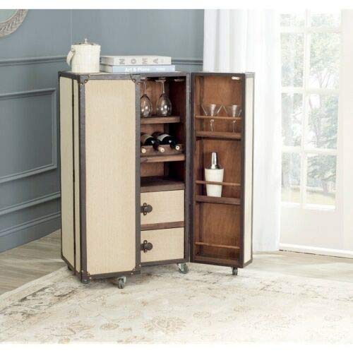 CUORE BANGKOK Indoor Outdoor Brown Wicker Bar Pub Deck Dining Set 2 Stool Glass Top Counter