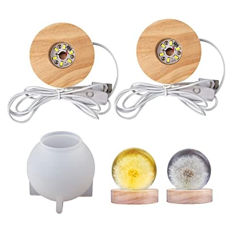 YWNYT Molde Redondo de Silicona con Soporte de lámpara de Resina epoxi Cover