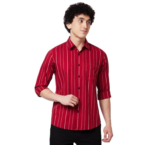 Image of Spykar Men's Regular Fit N /A Full Sleeve Striped Casual Shirts