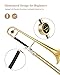 Eastar Bb Tenor Slide Trombone for Beginners Students, B Flat Brass Plated Trombone Instrument with Mouthpiece, White Gloves, Cleaning Kit, ETB-330, Golden