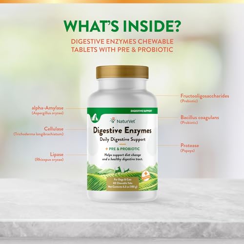 Image of NaturVet Digestive Enzymes with Pre & Probiotic for Dogs & Cats - 60 Count