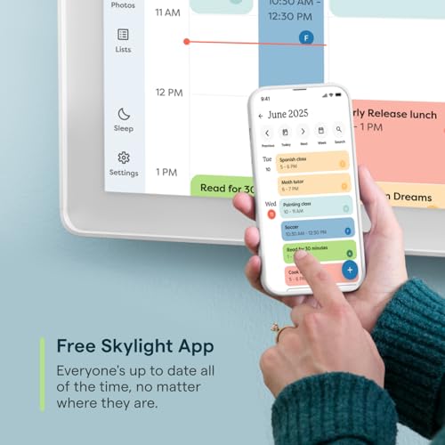Skylight Calendar Max: 27-Inch Smart Digital Calendar & Chore Chart, Family Organizer with Interactive Touchscreen Display – Wall Mountable in Portrait or Landscape, Classic White Frame