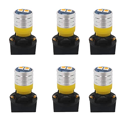 Image of WLJH Yellow PC194 T10 LED Bulb with Twist-Lock Sockets for Dash Gauge | 3030 SMD, 200lm, PC194 PC168 PC195, Map, Dome, Trunk, Door, Vanity Mirror, Glove Box, Cluster Light, 6-Pack