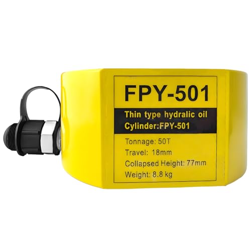 KELINER 50 ton Hydraulic Jack Cylinder Low Profile 0.71” Stroke Porta Power Ram Industrial Lifting Jack Retract Automatically for Shipping Building Construction