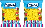 Vidal Golosinas. Bananas Gigantes Azúcar. Caramelo de goma en forma de plátano con cobertura de azúcar. Color amarillo. Sin gluten ni grasa. Bolsa 1 kg (Paquete de 2)