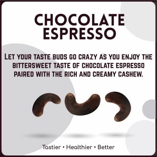 Alcoeats Flavored Cashews - Gluten Free, Vegetarian, Plant Based Protein - Sweet And Crunchy Snack On The Go For Adults And Kids - Premium Quality Flavored Nuts (Chocolate Espresso, 1.5 Oz (Pack Of 12)) #TOP4